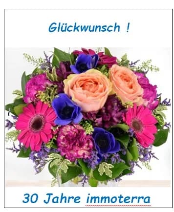 Blumenstrauß zum Firmenjubiläum — 30 Jahre immoterra